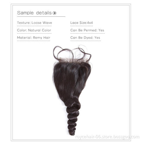 Wholesale  Best Quality Cuticle Aligned Loose Wave Brazilian Three Part Lace Closure